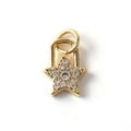 Detailed view of a gold-plated star pendant with shimmering micro-pave cubic zirconia - 13-Classic Star