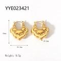 Boucles d'oreilles en acier inoxydable doré 18K forme nuage avec dimensions exactes - Style de Forme Ruyi à Motif de Nuage (YYE023421) / Or