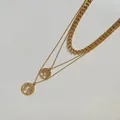 Collana multistrato dorata con ciondoli Albero della Vita e Mappa del Mondo dorata - Oro(C694)