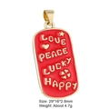 Detail of red enamel tarot pendant with gold embossed lucky patterns and dimensions - Style 8