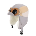 Cappello da aviatore per bambini grigio e beige con occhiali decorativi e fodera - Grigio