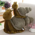 Brown snail plush toy set with green corduroy shell and soft velvet material - Snail / 28cm