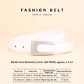 Women's vintage white cowhide leather belt with silver U-buckle for dresses and suits - White With Silver Buckle