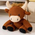 Handmade brown crochet cow plush toy amigurumi for kids with yellow hair detail - 16cm Little Calf