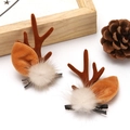 Beige Nerzimitat Geweih Clips-Braun