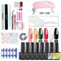 Kit lámpara SUN mini 6W rosa con 6 geles de color, pegatinas y útiles de manicura - Juego Portátil (Esmalte en Gel/Lámpara Portátil) (8)