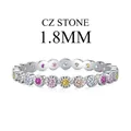 S925 silver wavy ring with 1.8mm colorful round-cut cubic zirconia stones - Multicolor Wavy Round Zircon Style (DY120798)