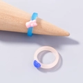 Cute resin fruit rings featuring gummy bear and blue heart designs in pink and blue - Pink Bear Acrylic Ring (SE1073)