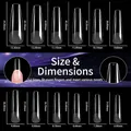Detailed size chart for XXL square false nails in 12 different sizes for perfect fit - XXL Extra Long Coffin (XXL Extended 240 Semi-Matte 01)