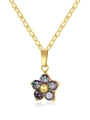 Gold flower necklace with multicolor zircon petals and o-chain for women - Gold / Rainbow Zirconia