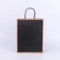 Brown and black bicolor kraft paper shopping bag with sturdy black twisted handles - Black Frame; 15*8*21 (small Vertical)