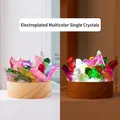 Rainbow plated single crystal night light with solid wood base in day and night view - Electroplated Rainbow Crystal-Cold Light