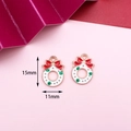 Christmas wreath alloy pendant with red bow and gold dots for DIY jewelry 15x11mm - 15# Wreath