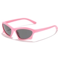 Occhiali da sole poligonali rosa per bambini con lenti grigio scuro e vista laterale a 45 gradi - Montatura Rosa Lente Grigia