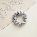 Elegant silver grey satin scrunchie with silky pleated texture for women's hair styling - 6cm Satin Light Grey