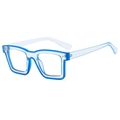 Modische quadratische blaue Blaulichtfilter-Brille mit transparenten Bügeln für den Alltag - Blauer Rahmen