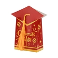 Red graduation cap gift box with gold tassel and Congrats Grad text for party favors - Red