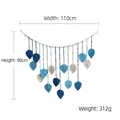 Boho hand-woven leaf tapestry wall hanging in blue and white gradient with dimensions - 120cmx80cm / Blue