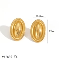 18k vergulde roestvrijstalen ovale oorknopjes van 16,8 mm bij 27 mm voor damesmode - Ovaal Verzonken Stijl (TE60404-G) / Goud