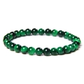 Close-up of 8mm green tiger eye stone beaded bracelet with cat eye optical effect - 6mm Green Tiger Eye