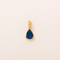 Golden heart-shaped titanium steel pendant featuring a teardrop-cut blue birthstone - September 3-Prong Teardrop Pendant Only (Without Chain)
