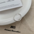 Adjustable S925 sterling silver braided twist ring with minimalist open design - Twist Braided Open Ring (J4240)