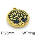Détail d'un pendentif arbre de vie doré de 25 mm en émail noir pesant 11 grammes - Style Email Arbre de Vie Bordure Dorée (KLJ4249-Z)