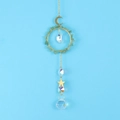 Detail of crystal suncatcher with green aventurine ring and moon star pendants - Green Aventurine