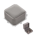 Close-up of a 7x7x4cm dark gray velvet jewelry box with detailed size annotations - Stud Earring Box / Gray