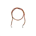 Colorful beaded lanyard with red, brown, and yellow beads and silver lobster clasps - Red