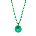 Vibrant green disco pendant necklace with metallic beads in colorful dopamine style - Green Disco Ball Pendant Bead Chain