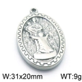 Colgante ovalado de plata Virgen María en acero, tamaño 31x20mm y peso de 9g - Estilo de Figura Arrodillada Color Acero (KLJ5918-Z)