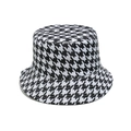 Classic black and white houndstooth bucket hat with flat top for sun protection - M (56-58cm) / Black (Black and White Houndstooth)