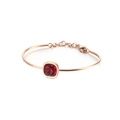 Bracciale geometrico in oro rosa con zircone rosso quadrato e catena regolabile - Stile Rosso (KB120130-KHY)