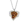 Silver heart necklace featuring a brown dachshund pendant with wings and bead chain - Puppy with Heart