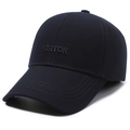Marineblaue Herren Winter-Baseballkappe mit VISITOR-Stickerei und warmem Gehörschutz - Verstellbar / Marineblau