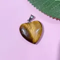 Pendentif cœur 20mm en pierre d'œil de tigre naturelle avec bélière argentée - 03-Pierre Œil de Tigre