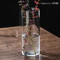 Minimalist 1800ML cylindrical glass hydroponic vase for home decor, 25cm high - D10cm*H25cm (1800ML)