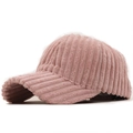 Pink corduroy baseball cap with vertical texture for men and women in winter fashion - Adjustable / Pink