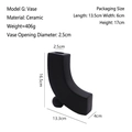 Modern abstract black ceramic vase with matte finish and unique L-shaped design - Matte Black - Style G