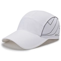 White quick-dry baseball cap featuring breathable side mesh and black geometric lines - Adjustable / White