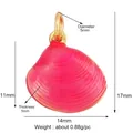 Hot pink enamel scallop shell charm pendant with gold metal ring 17mm x 14mm - Pink Resin Shell