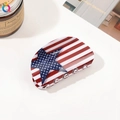 Detailed view of half-moon hair claw clip featuring American flag stars and stripes design - Large Star Flag Clip - 8cm Half Circle