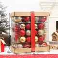 Detailweergave van de rode en gouden kerstballenset afmetingen 33x17x36cm met diverse texturen - Goud Rode Set