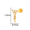Golden heart-shaped lab-grown zircon labret stud in F136 titanium, 1.22cm length - Cone Dangle Style (2608-5#金)