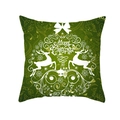 Green Christmas pillowcase with white reindeer and Merry Christmas vine patterns - Grass Green White Deer - Grass Green