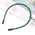 Sparkly green glitter headband for women featuring a thin flexible frame and sequin finish - Green