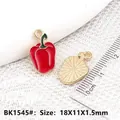 Pendentif piment rouge en alliage émaillé accessoire bijoux 18x11x1,5mm dos doré - Piment Rouge (BK1545#)
