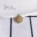 Detailed view of a gold Hamsa hand pendant with crystal inlay and 13x15x1mm dimensions - 11# (Hamsa Hand)