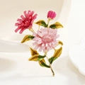 Pink and magenta enamel flower brooch with golden leaves on a clean white background - 3-Daisy Cluster / Pink